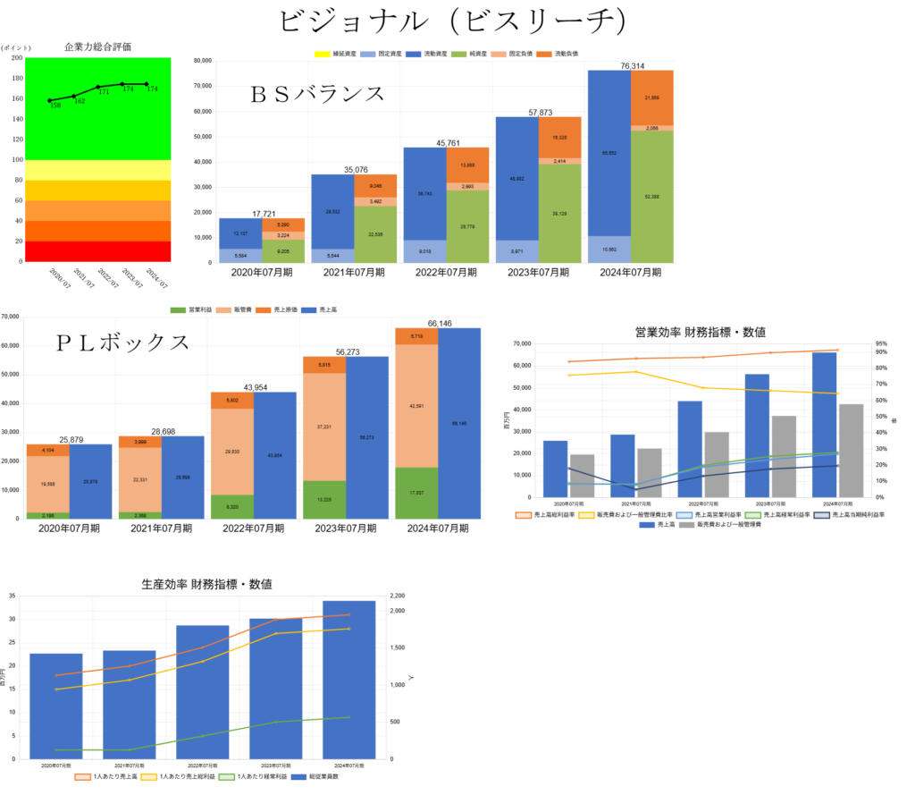 250612ビジョナル企業力総合評価・営業・生産効率財務指標数値・ＢＳバランス・ＰＬボックス